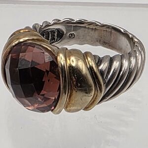 David Yurman 14k Gold 925 Pink Tourmaline Size 6 Capri Ring